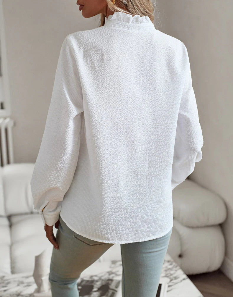 Agnete™ Elegant Blouse – Women’s Striped Long Sleeve Top, Flattering Fit, Soft Breathable Fabric, Chic Office to Evening Wear Essential